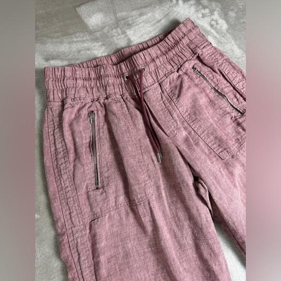 Athleta Size 8 Cabo Linen Wide Leg High Waisted Pants Plus Tawny Rose Pink - Picture 3 of 13